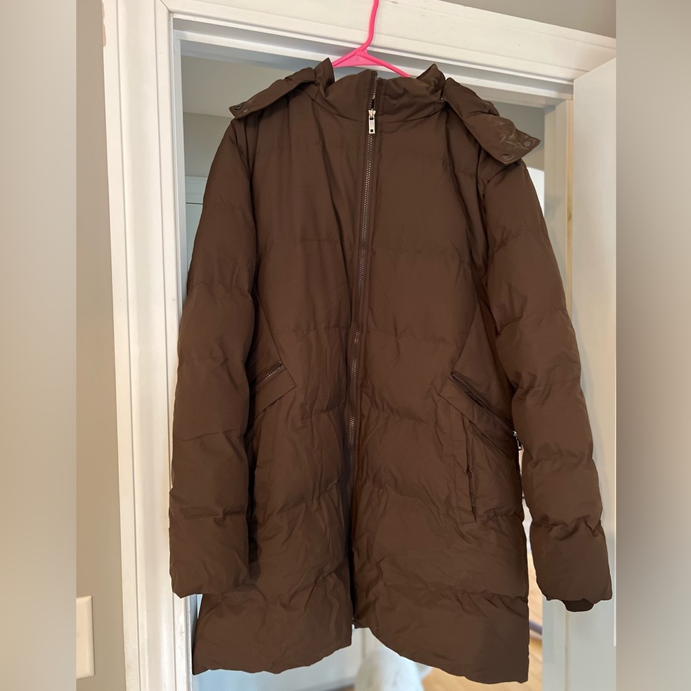 Mid Length Puffer Jacket with Hood
